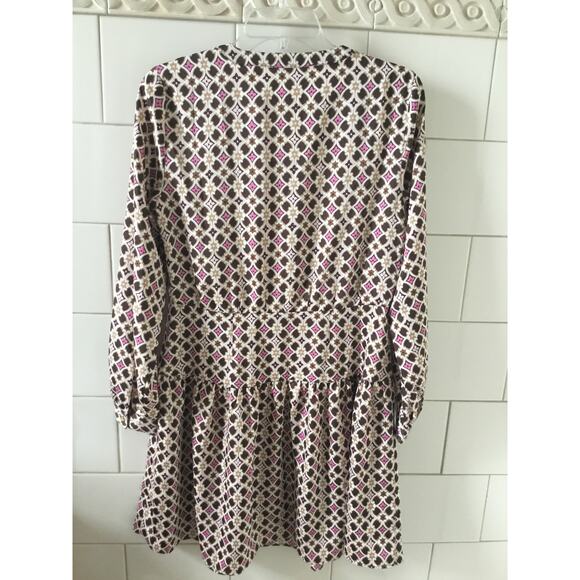 LOFT Geo Split Neck Flare Dress New Womens Size 2 - Picture 9 of 9